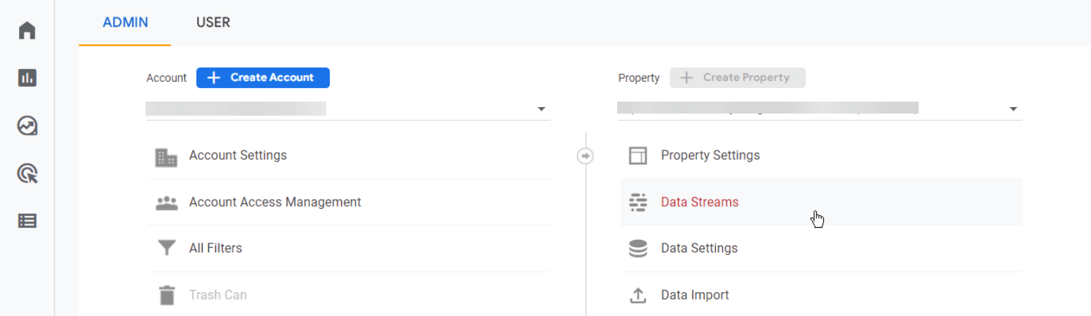 Click Data Streams Option