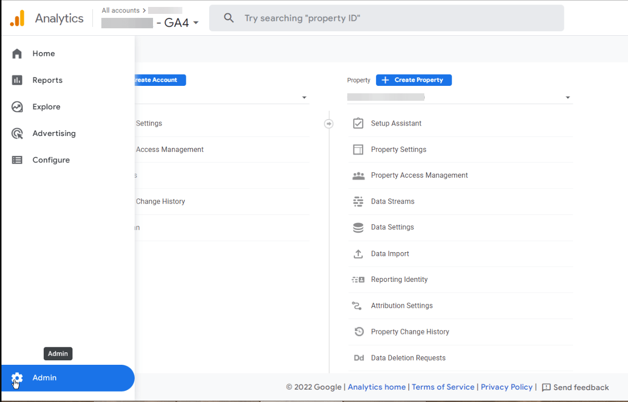 Click ADMIN option on the bottom left