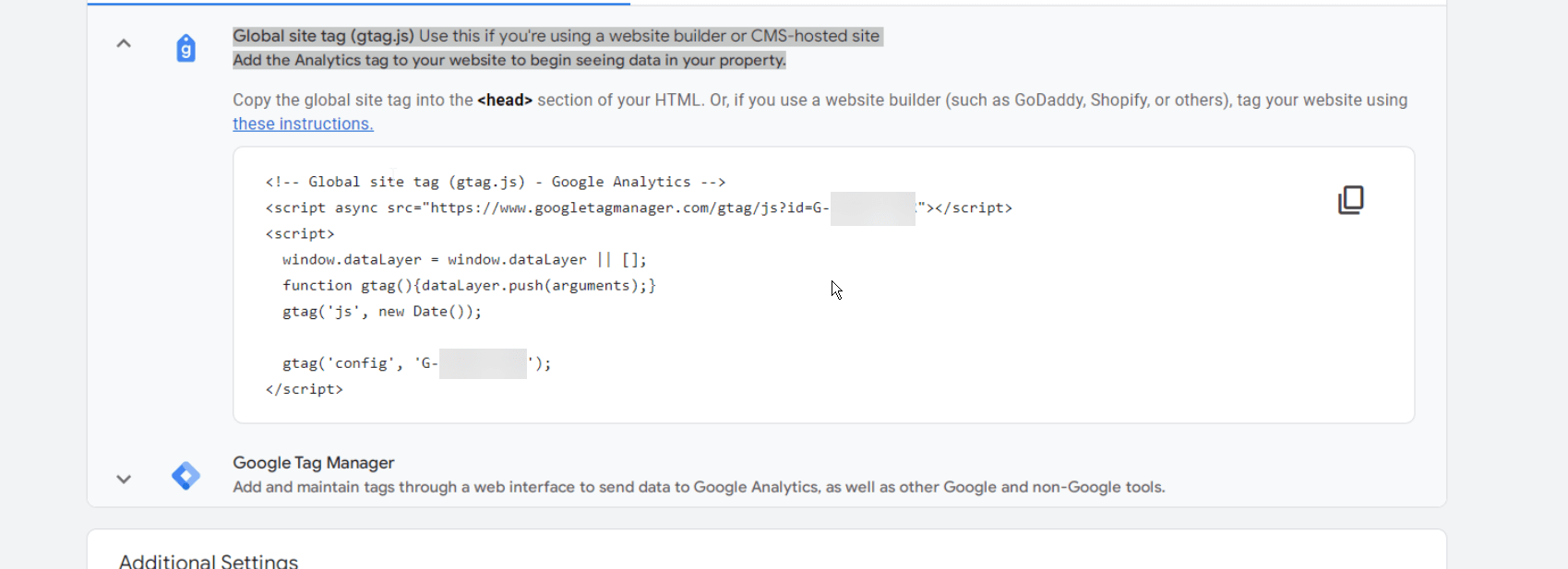 Copy Google Analytics 4 Code Snippet